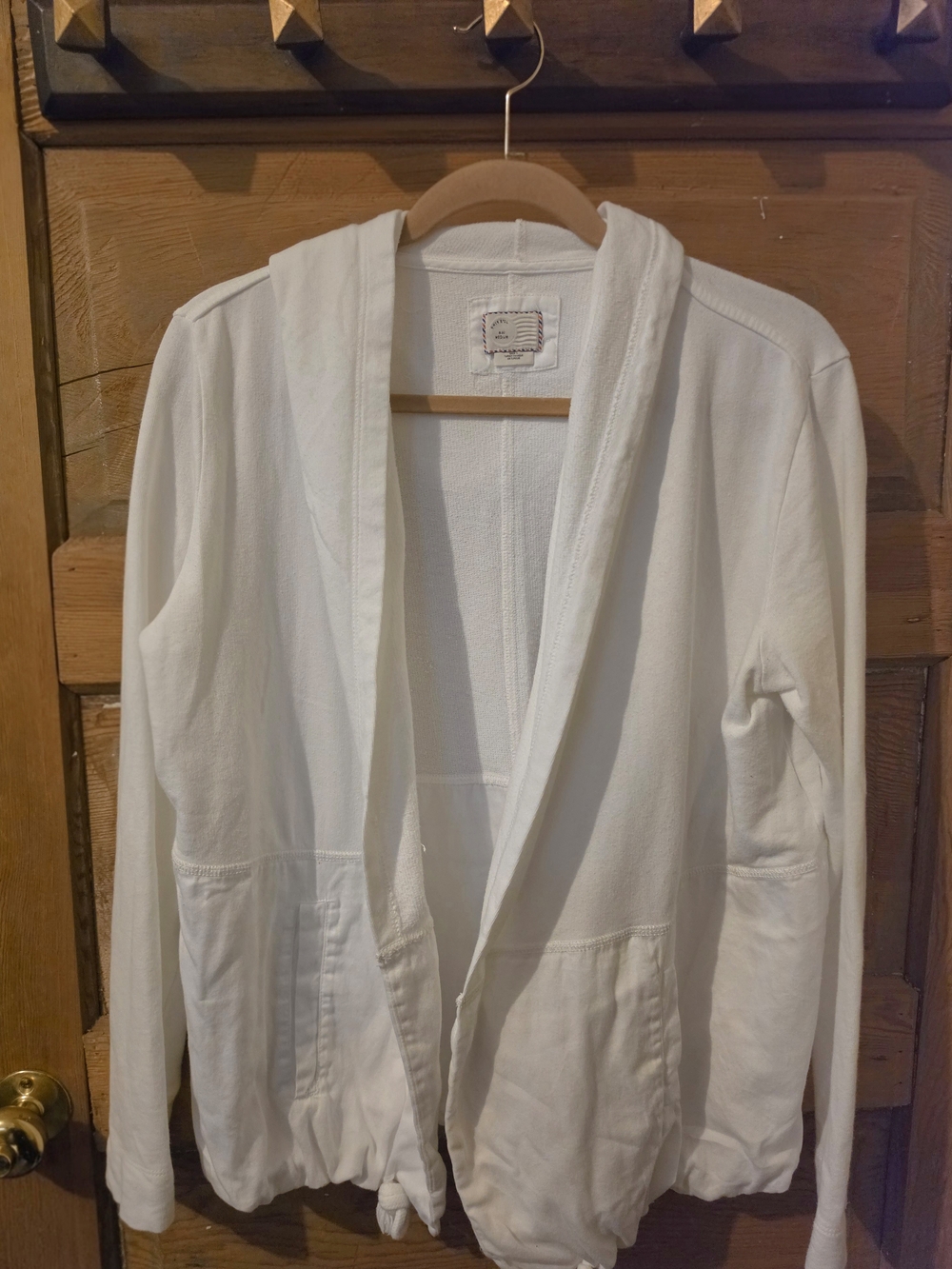 Postmark Anthropologie White Hooded Open Front Cardigan Jacket M